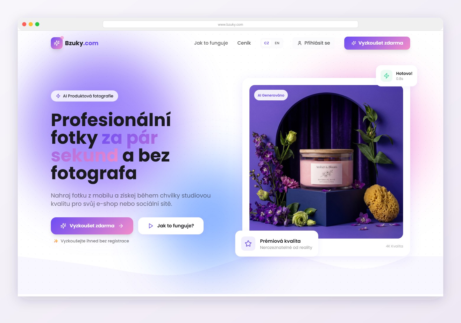 Bzuky.com — AI produktová fotografie
